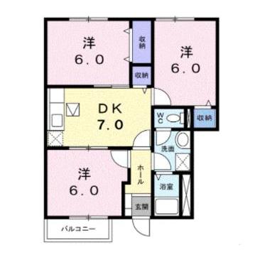 福山市山手町のアパートの間取り