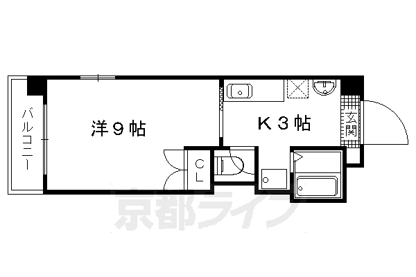 京都市左京区浄土寺下馬場町のマンションの間取り