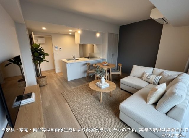 居室・リビング　※家具・家電・備品等はＡＩ画像生成により配置礼を示したもので