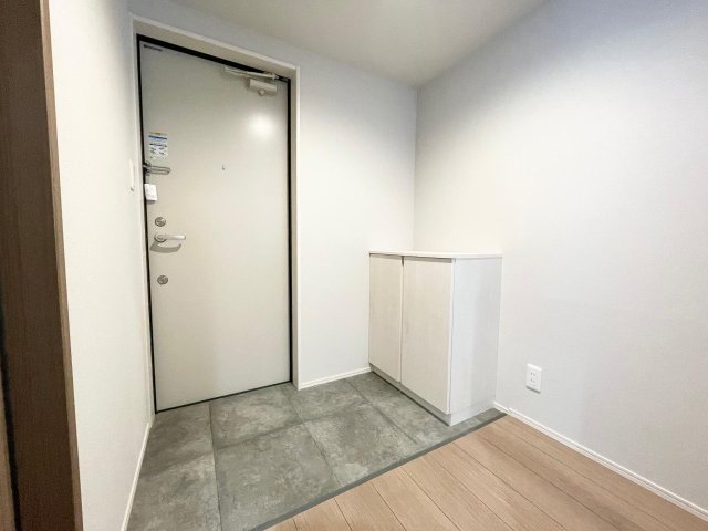 玄関　玄関からスキップフロアでリビングに