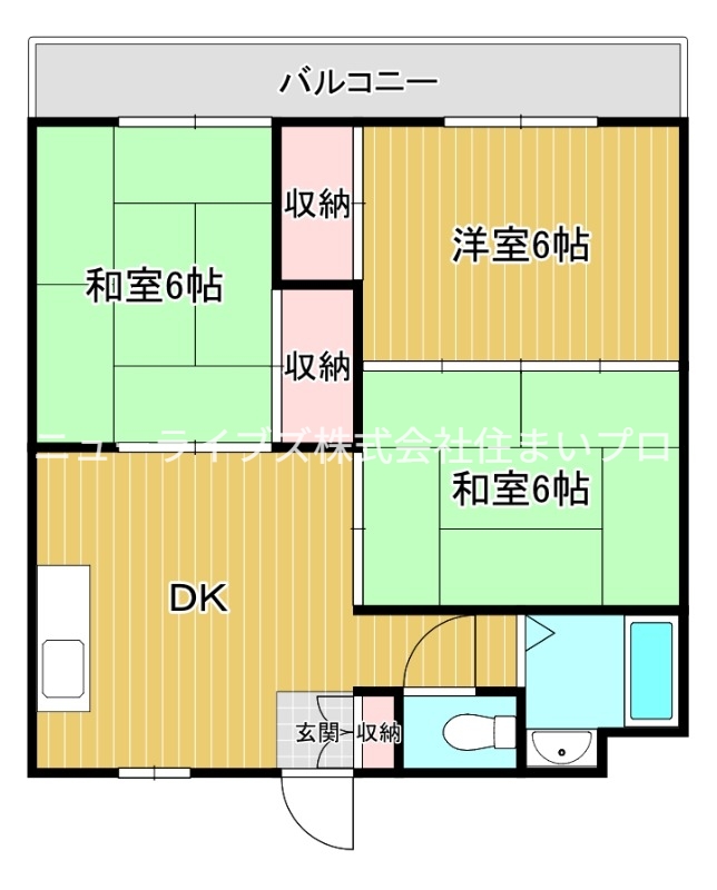 京阪本線 大和田駅 徒歩10分 5階建 築38年の間取り写真