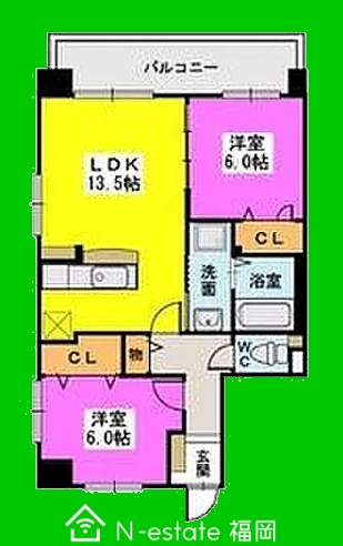 地下鉄空港線 姪浜駅 徒歩16分 7階建 築9年の間取り写真