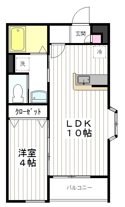 仙台市宮城野区小田原のアパートの間取り