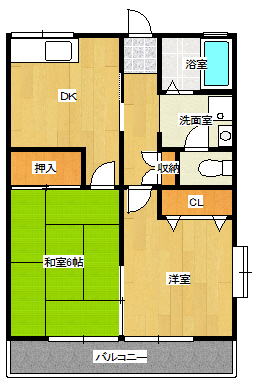 郡山市大槻町のアパートの間取り