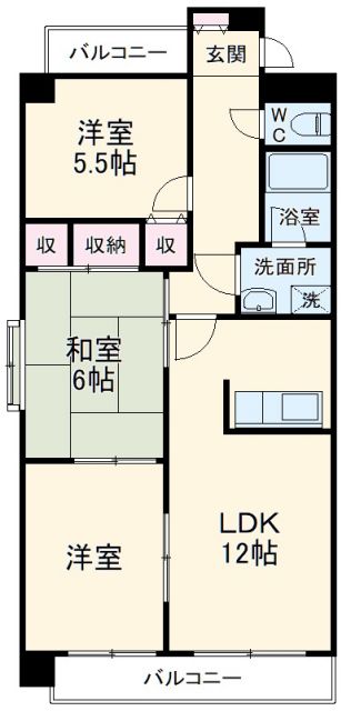 豊田市東梅坪町のマンションの間取り