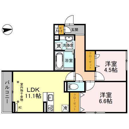 富山市黒崎のアパートの間取り