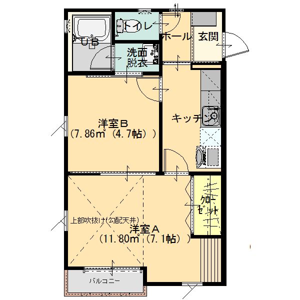 ラ・メゾンドゥロサＢの間取り