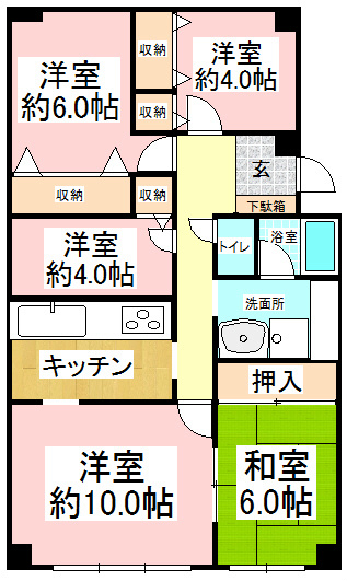 守山市浮気町のマンションの間取り