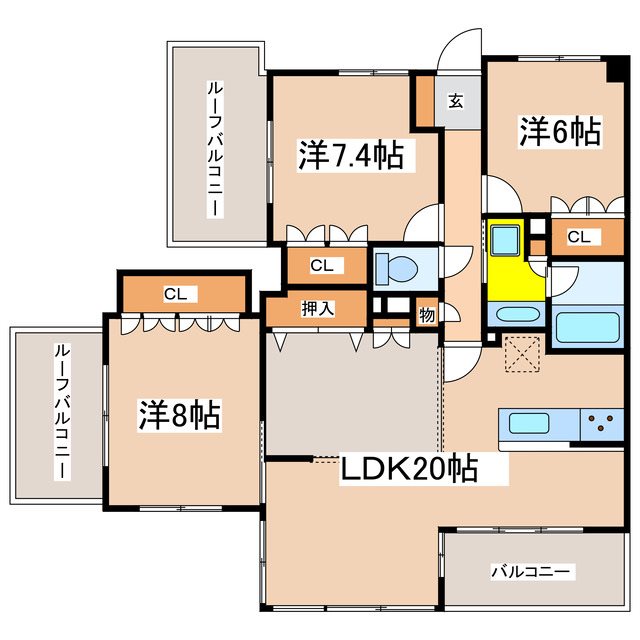 松本市宮田のマンションの間取り