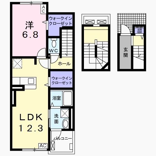 岐阜市茜部菱野のアパートの間取り