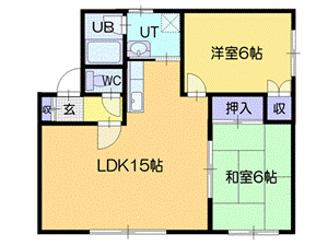 札幌市清田区里塚三条のアパートの間取り