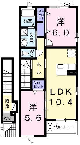 あきる野市瀬戸岡のアパートの間取り