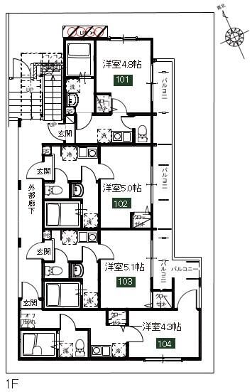 さいたま市見沼区東大宮のアパートの間取り