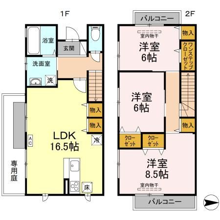 松山市清住のアパートの間取り