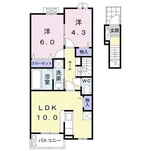 豊橋市中浜町のアパートの間取り