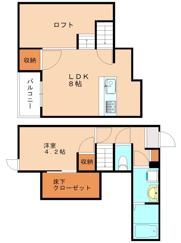 福津市西福間のアパートの間取り