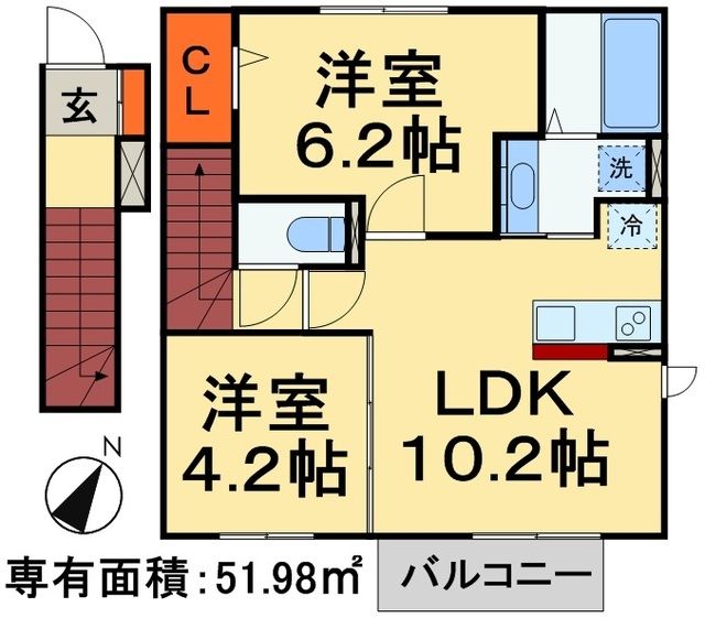 松戸市東松戸のアパートの間取り