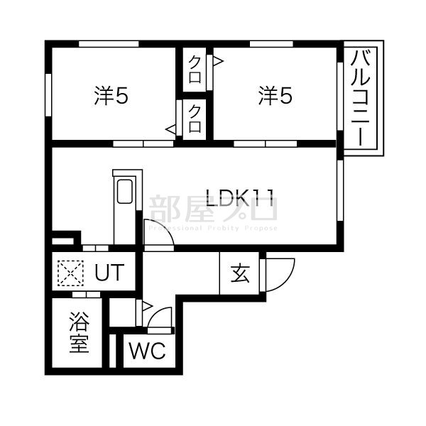 札幌市西区八軒七条東のマンションの間取り