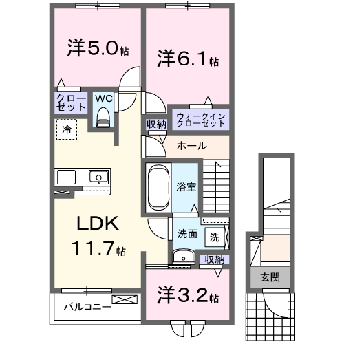 玉野市長尾のアパートの間取り