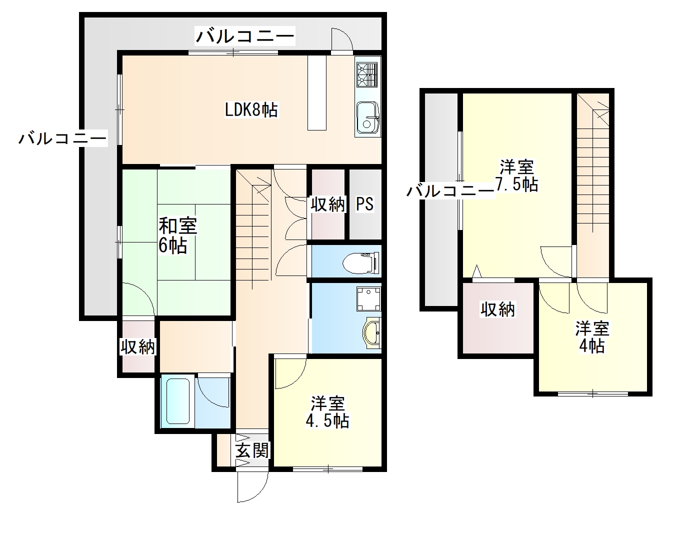 仙台市青葉区柏木のマンションの間取り