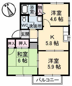 高松市由良町のアパートの間取り