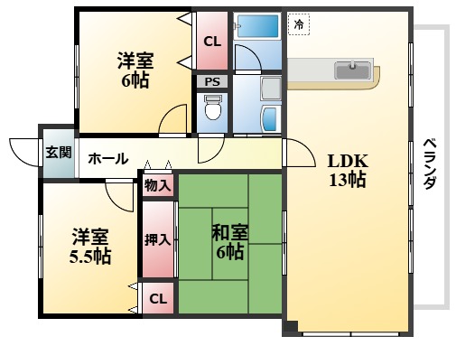 阪急宝塚線 豊中駅 バス乗車時間：11分 最寄りバス停で下車 徒歩1分 3階建 築34年の間取り写真