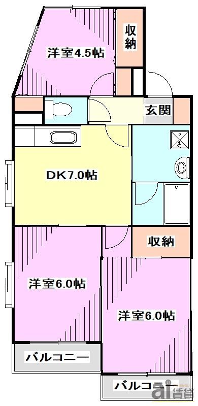 西武池袋線 ひばりケ丘駅 徒歩20分 3階建 築31年の間取り写真