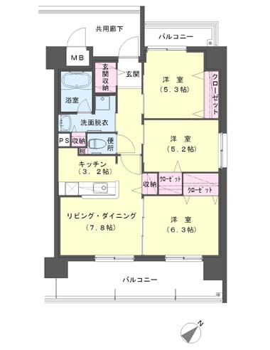 クラシオン小頭町公園前の間取り写真