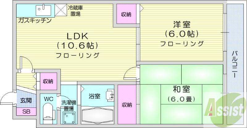 地下鉄東豊線 東区役所前駅 徒歩5分 3階建 築42年の間取り写真