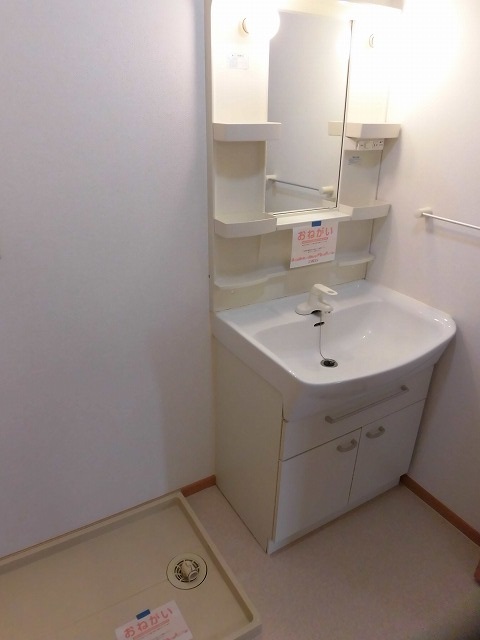 洗面設備　洗面化粧台と室内洗濯機置き場