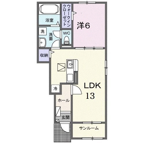 直方市大字感田のアパートの間取り