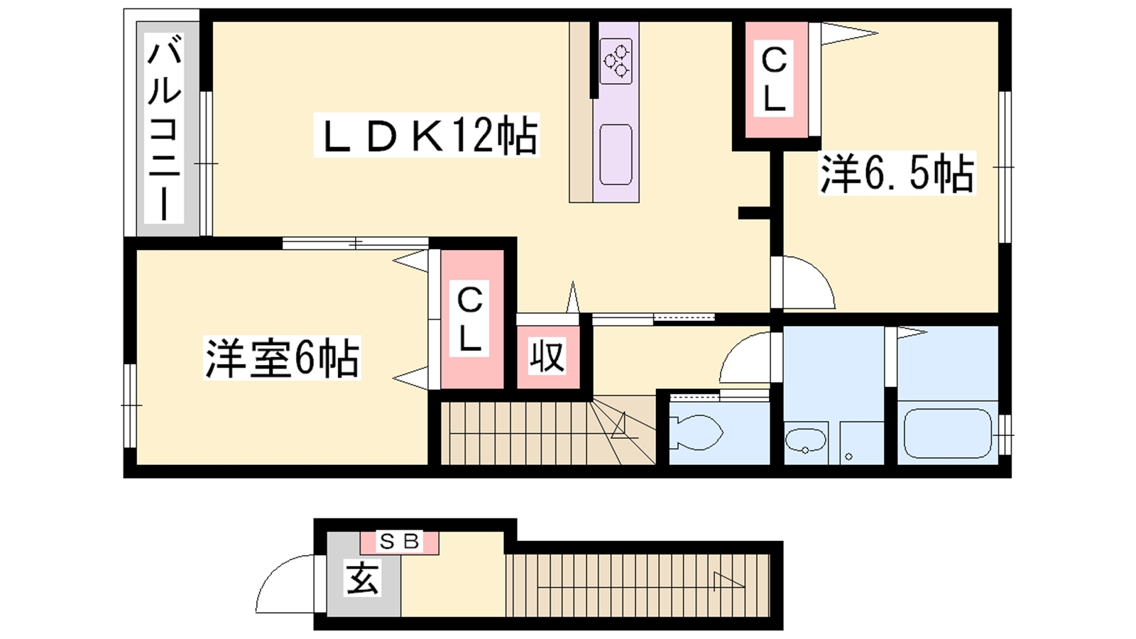 相生市汐見台のアパートの間取り