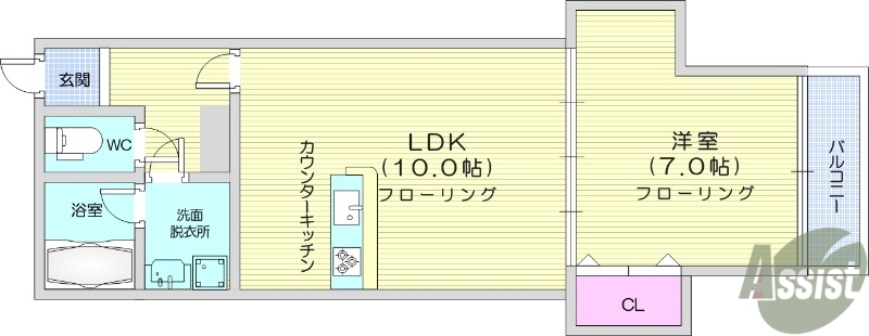 仙台市若林区荒井のアパートの間取り