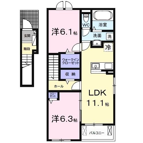 富津市青木のアパートの間取り