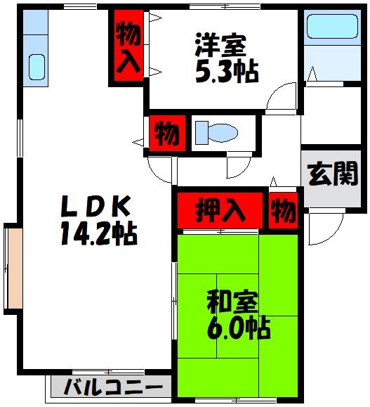 宗像市くりえいとのアパートの間取り