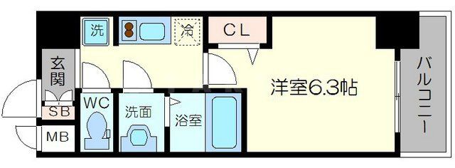 【大阪市中央区内淡路町のマンションの間取り】