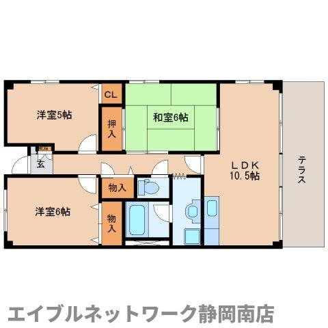 静岡市駿河区石田のマンションの間取り