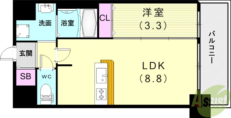 【神戸市長田区二番町のマンションの間取り】