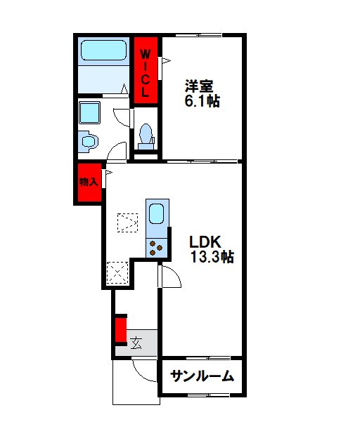 福津市宮司のアパートの間取り