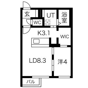 札幌市豊平区月寒西三条のマンションの間取り