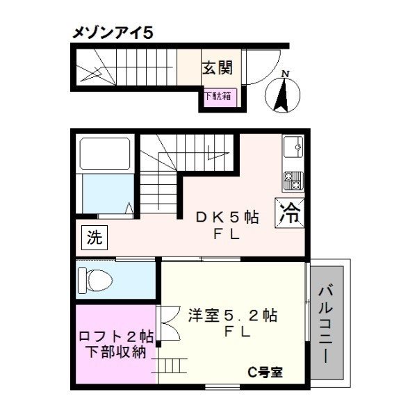 逗子市沼間のアパートの間取り