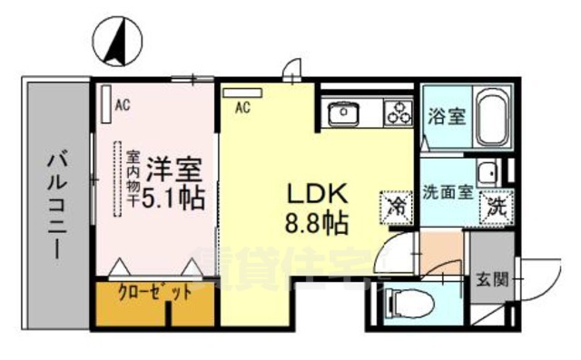 京都市右京区嵯峨天龍寺今堀町のアパートの間取り