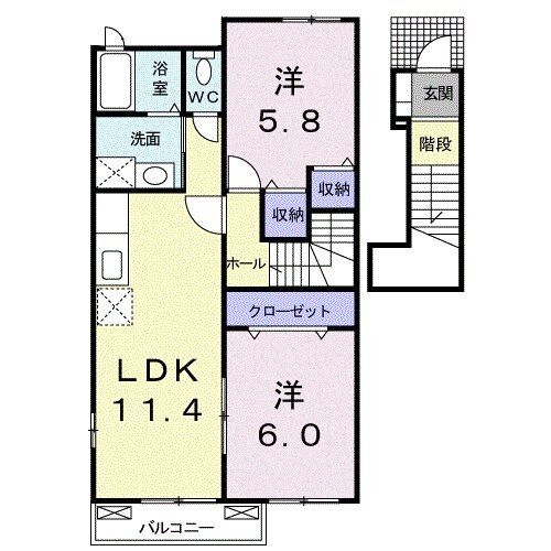 四国中央市村松町のアパートの間取り