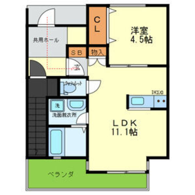 川西市丸の内町のアパートの間取り