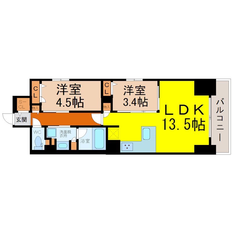 プレサンス ロジェ 栄三丁目の間取り