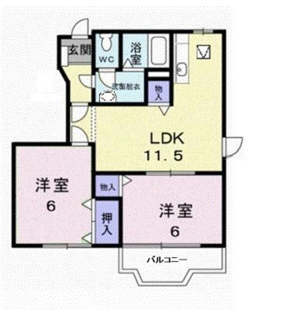 松山市余戸南のアパートの間取り