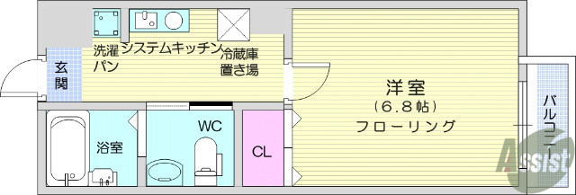 仙台市青葉区堤通雨宮町のマンションの間取り