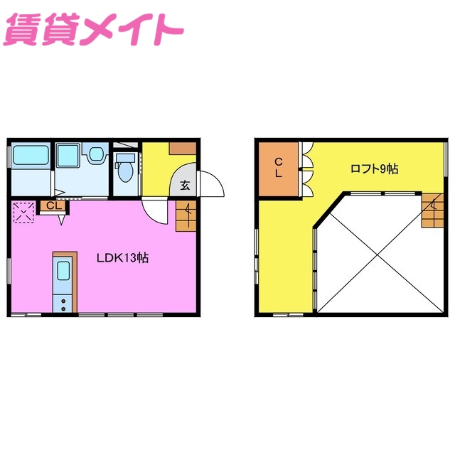 四日市市西富田町のアパートの間取り