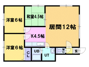 小樽市桜のアパートの間取り