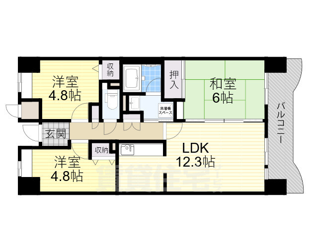 大阪市住之江区新北島のマンションの間取り